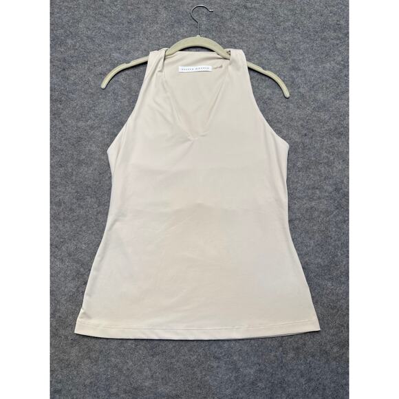 Susana Monaco Womens Stretch V-Neck Sleeveless Tank Top Blouse Cream Size L - Picture 1 of 5
